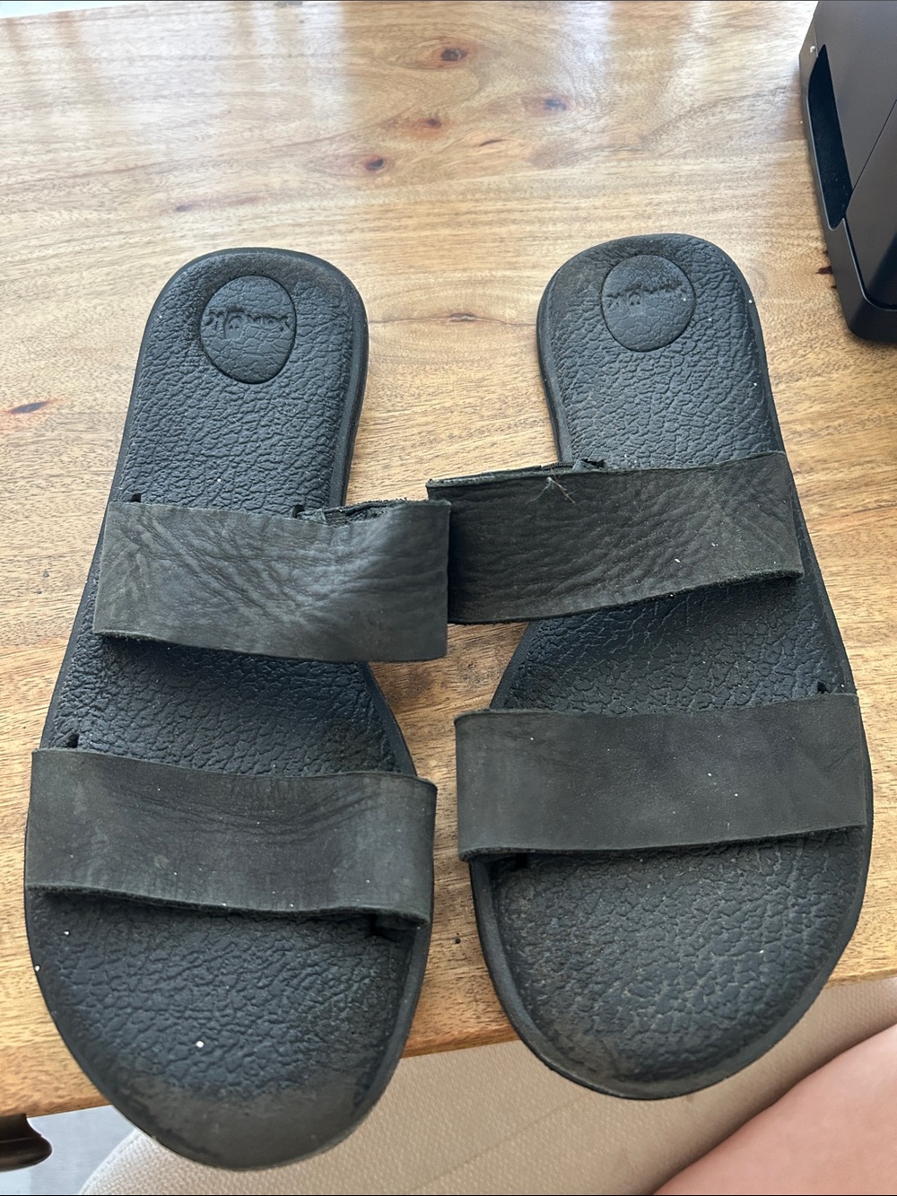 Sanuk Men’s Black Dual-Strap Slide Sandals